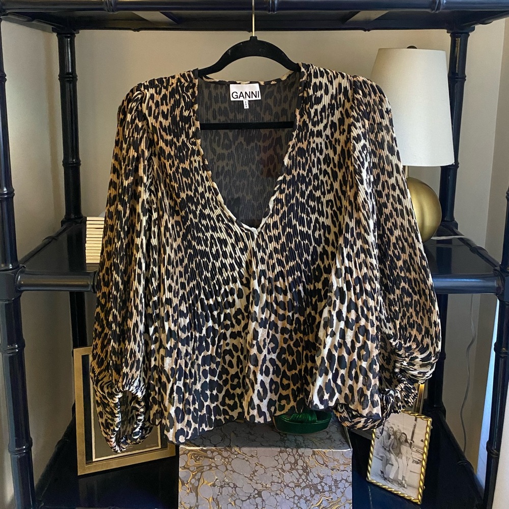 GANNI leopard blouse